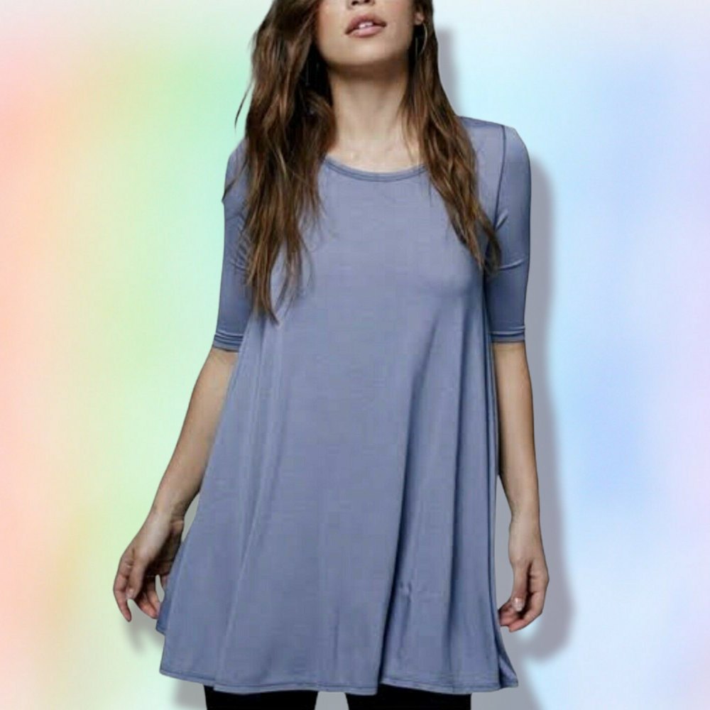 Free People Womens Jacqueline Tunic Blouse Blue‎ grey M